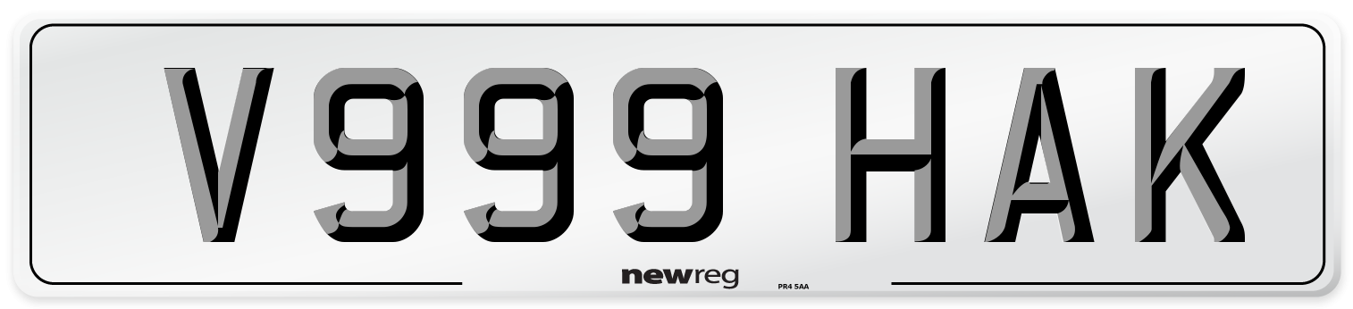 V999 HAK Number Plate from New Reg